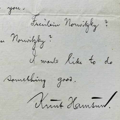 A rare and charming letter from the Norwegian Nobel laureate in literature, Knut Hamsun