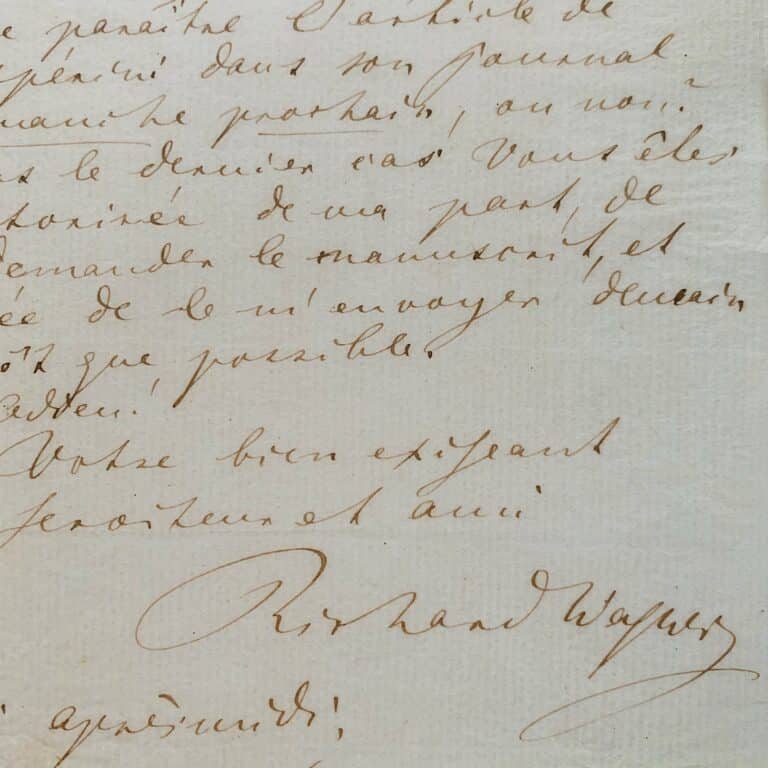 Richard Wagner contrôle la publication d&rsquo;un article qui lui est consacré