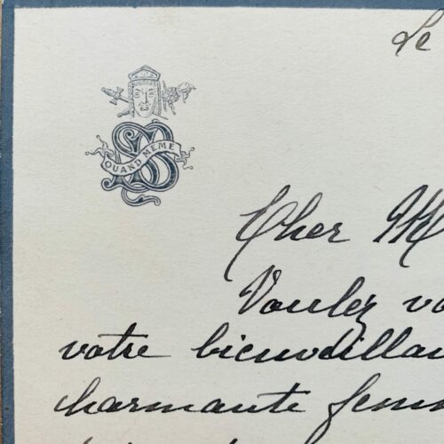 A touching postcard from Sarah Bernhardt, with a disjointed signature, sent three days before her death