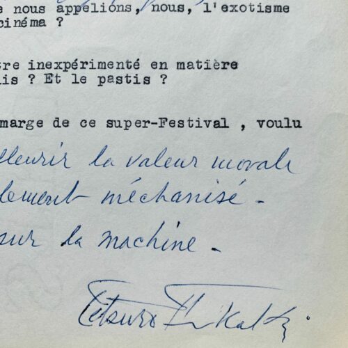 The answers of Japanese poet Tetsuro Furukaki to a questionnaire about the 1966 Cannes Film Festival