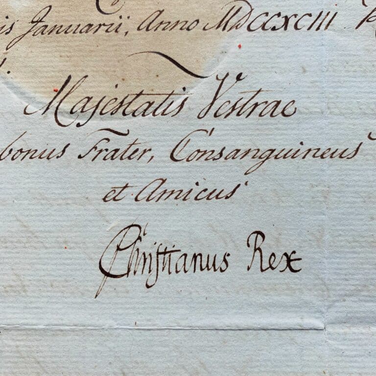 Christian VII, roi de Danemark et de Norvège, répond aux voeux du roi de Sicile