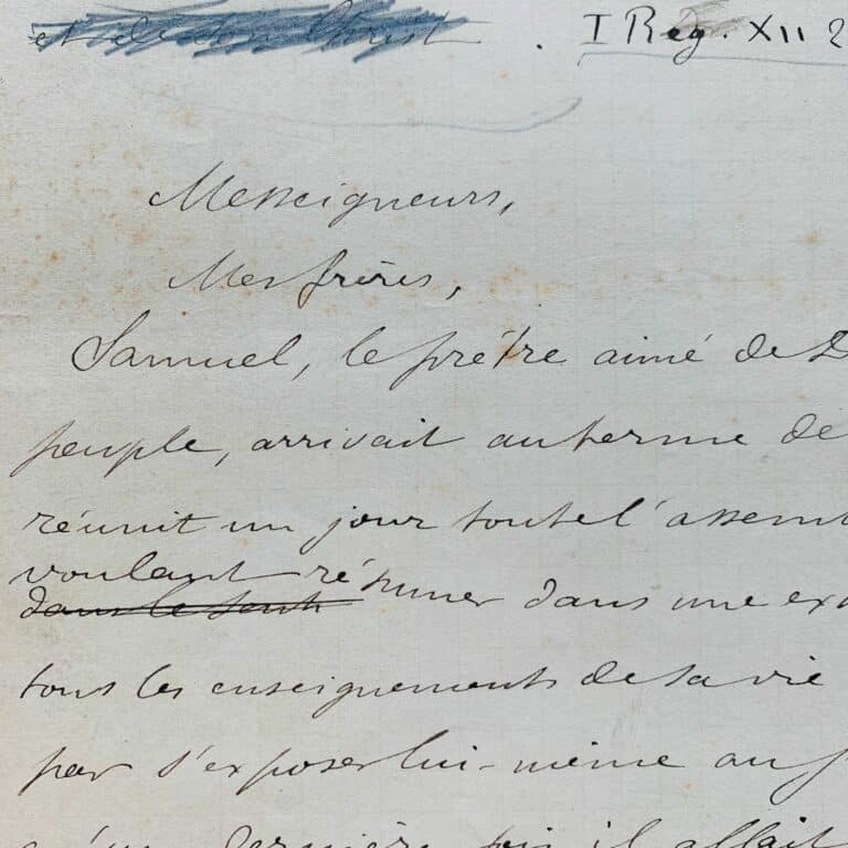 Manuscrit de l&rsquo;oraison funèbre de l&rsquo;évêque de Chartres, Mgr Regnault, par Mgr d&rsquo;Hulst
