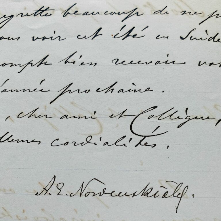L&rsquo;explorateur polaire Adolf Erik Nordenskiöld envoi des minéraux de Suède pour examen