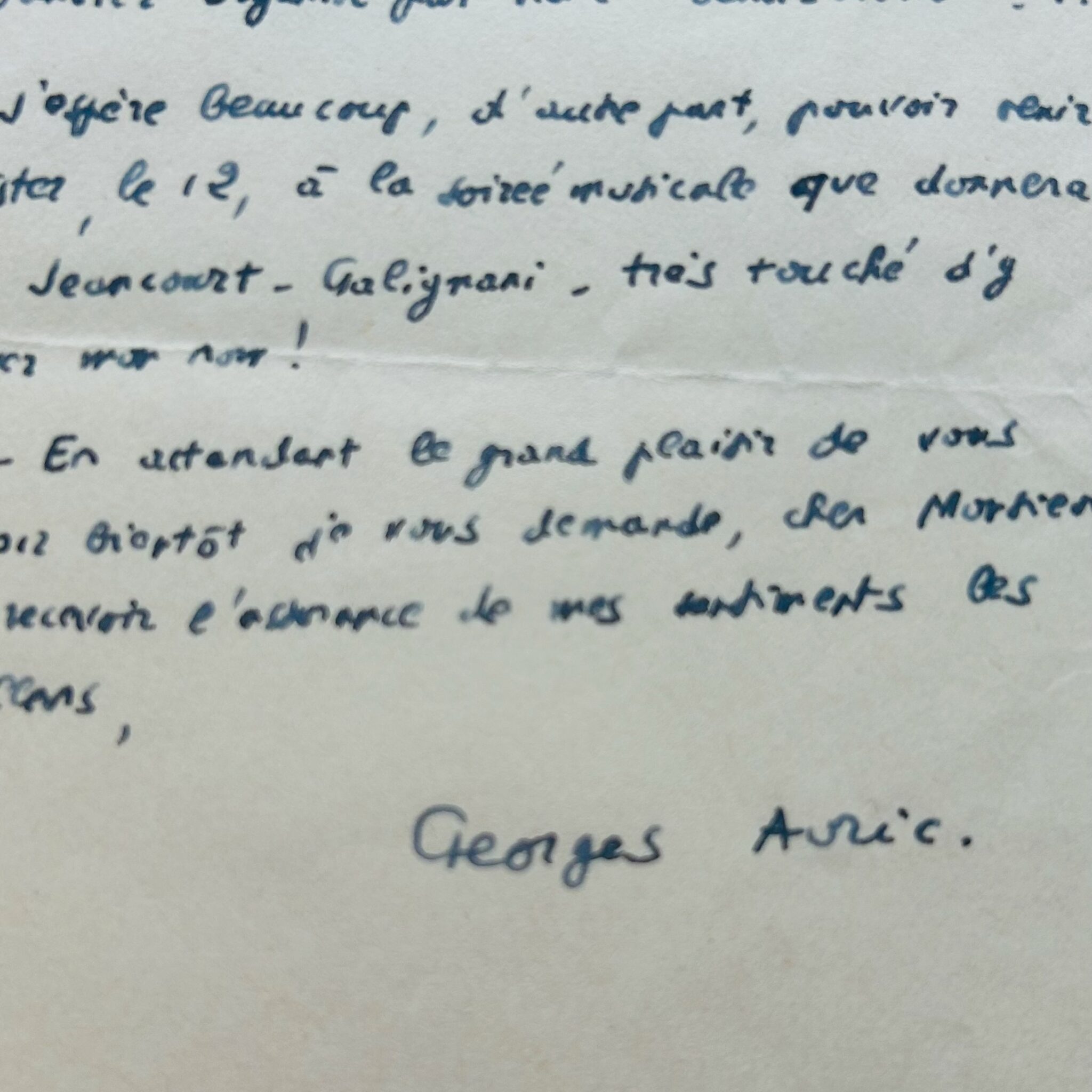 Una obra de Georges Auric representada durante una velada musical en el Jeancourt-Galignani's