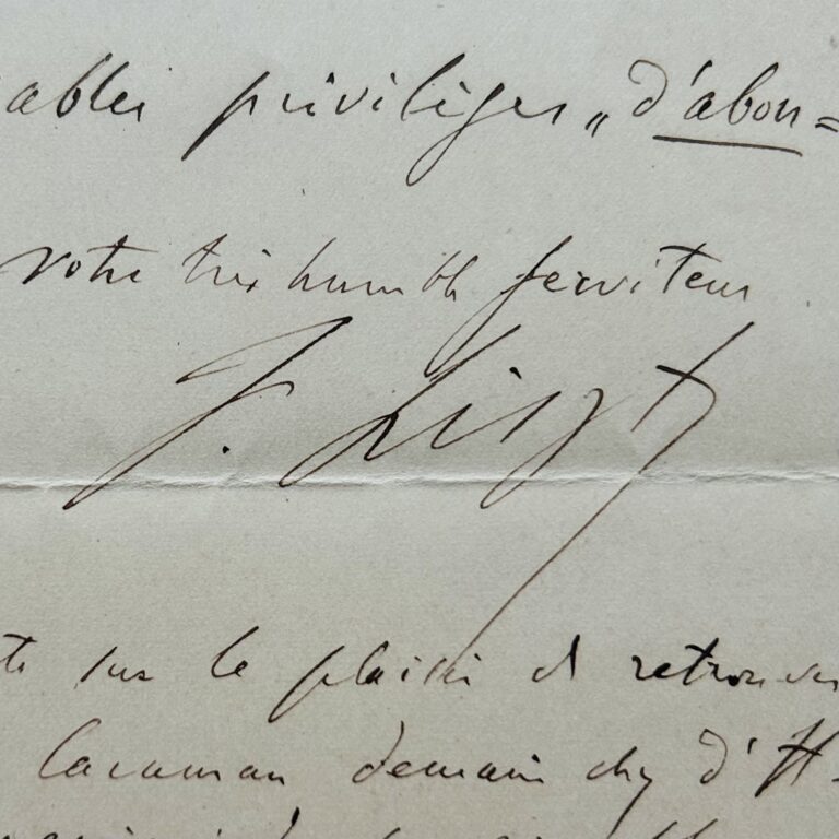 Lettre de Franz Liszt à la Princesse de Caraman-Chimay