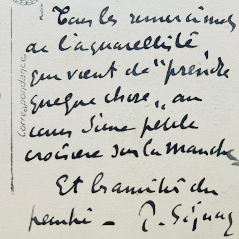Charmante carte de Paul Signac au critique d&rsquo;art Louis Vauxelles