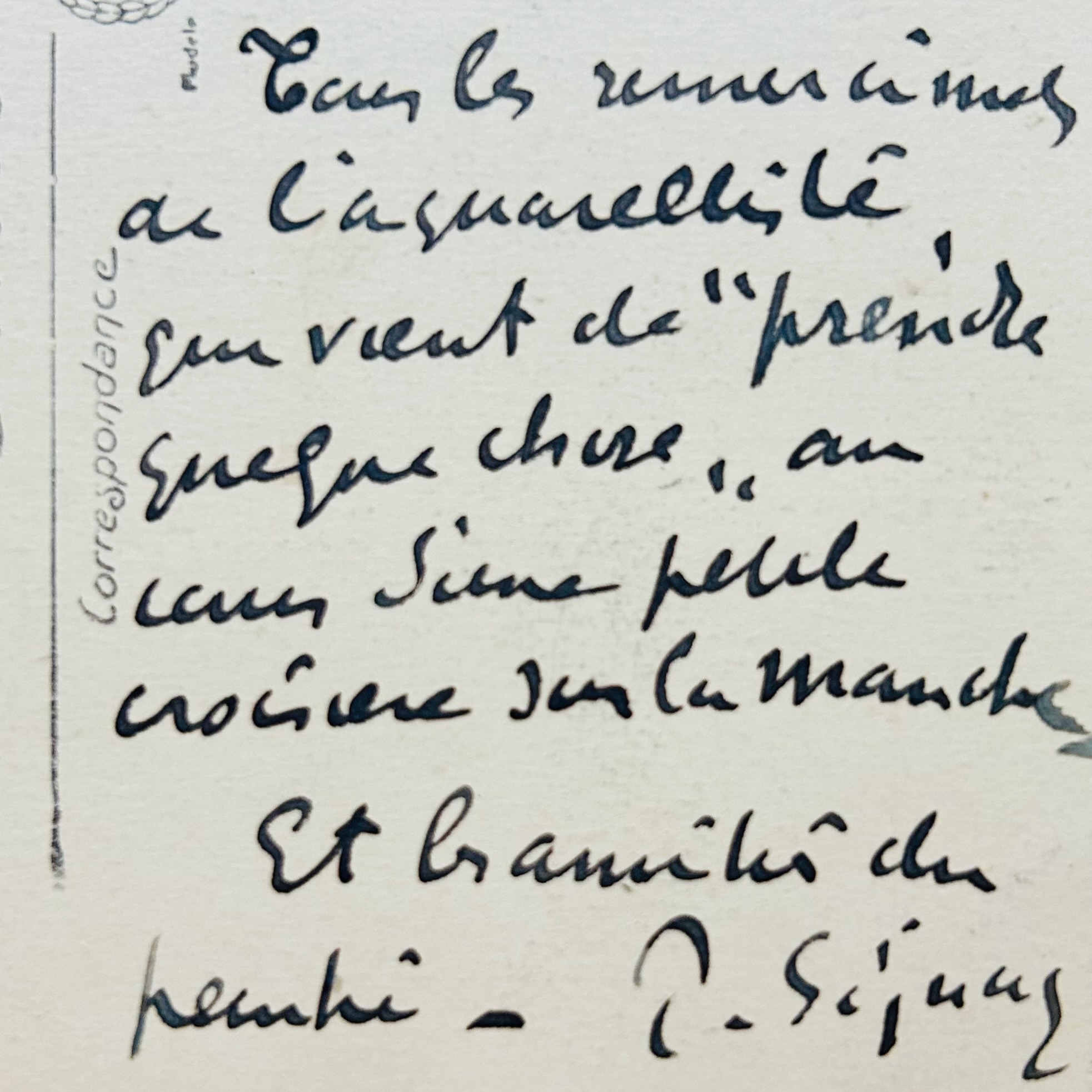 Encantadora postal de Paul Signac al crítico de arte Louis Vauxelles