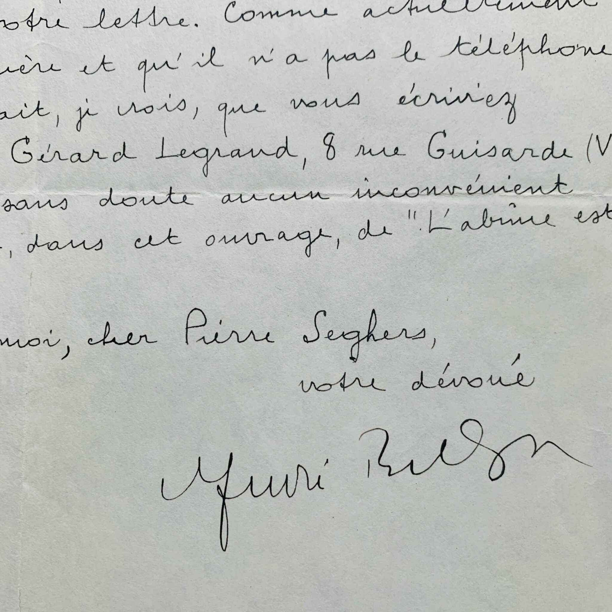 André Breton authorized Pierre Seghers to reproduce poems by Benjamin Péret