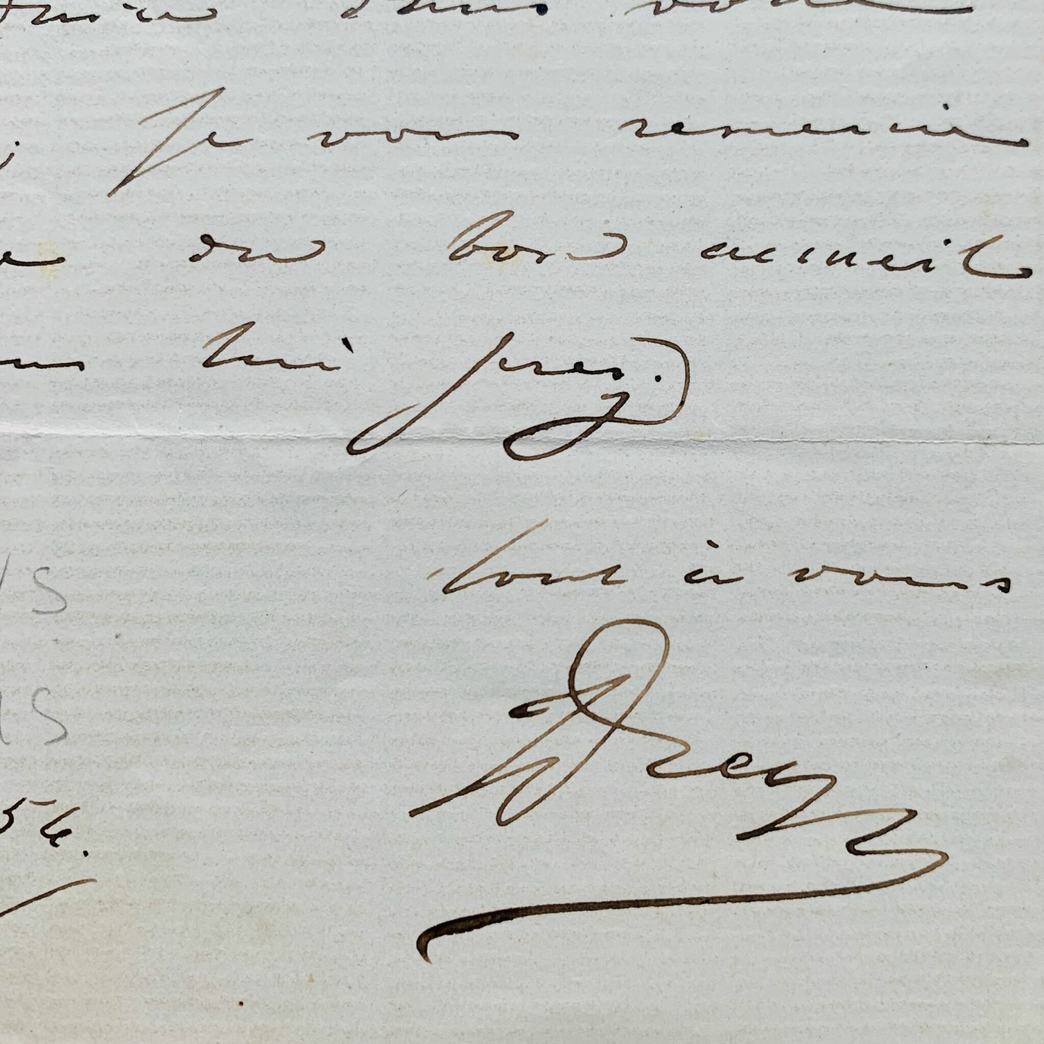 Tres cartas del pintor belga Hendrik Leys con un manuscrito del relato de su funeral