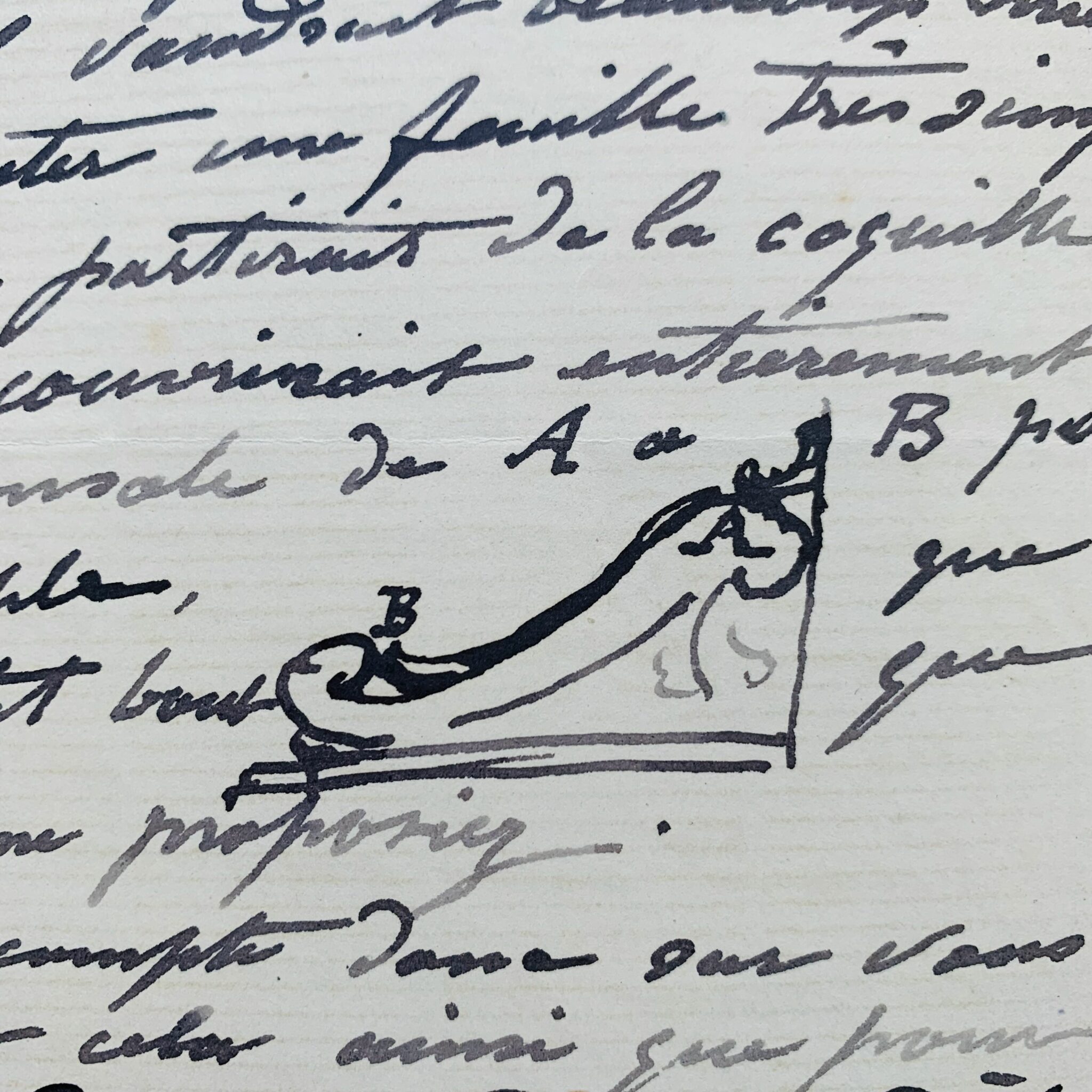 Lettera con un piccolo schizzo di Jules Dalou riguardante la decorazione di una consolle
