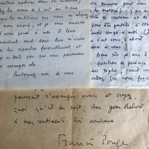 3 lettres de Francis Ponge au philosophe Yvon Belaval