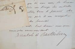 Lettre amicale de l'archéologue Anatole de Barthélémy au Comte Beneyton.