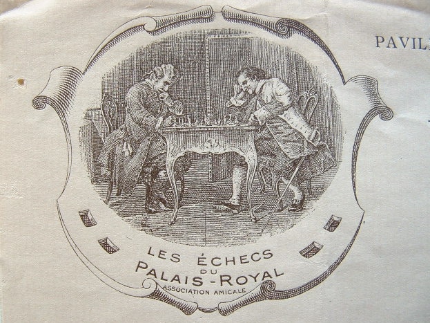 Bel en-tête gravé aux joueurs d'échecs.