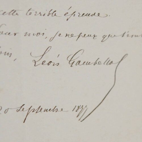 Belle lettre de Léon Gambetta à un ami éprouvé par le deuil