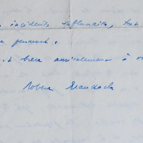 Lettre de 1944 de Brasillach évoquant le bombardement de Paris et les Américains