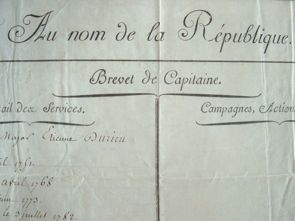 Brevet de Capitaine signé par Garat.