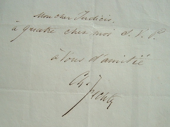 Charles Fechter écrit à Judicis.
