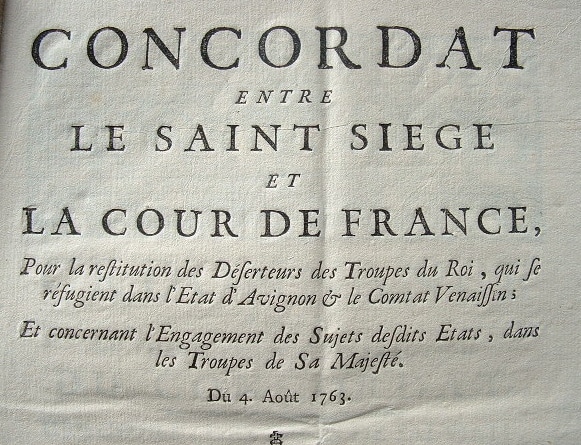 Concordat entre le Saint-siège et la Cour de France.