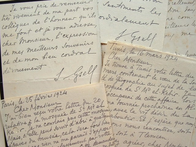 Correspondance de l'archéologue Stéphane Gsell.