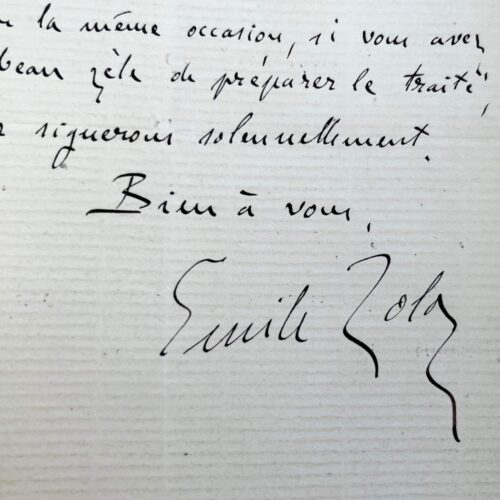 Emile Zola demande à son éditeur de préparer le traité