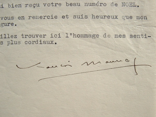 François Mauriac satisfait d'une publication.
