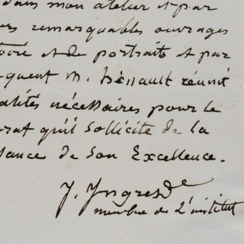 Ingres recommande son élève Antoine Hénault