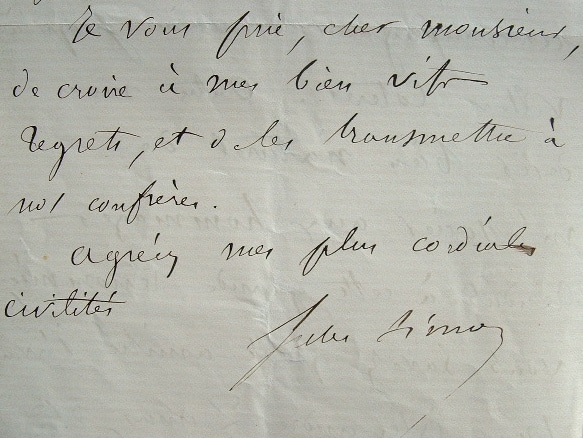 Jules Simon absent aux obsèques d'Alexandre Dumas.