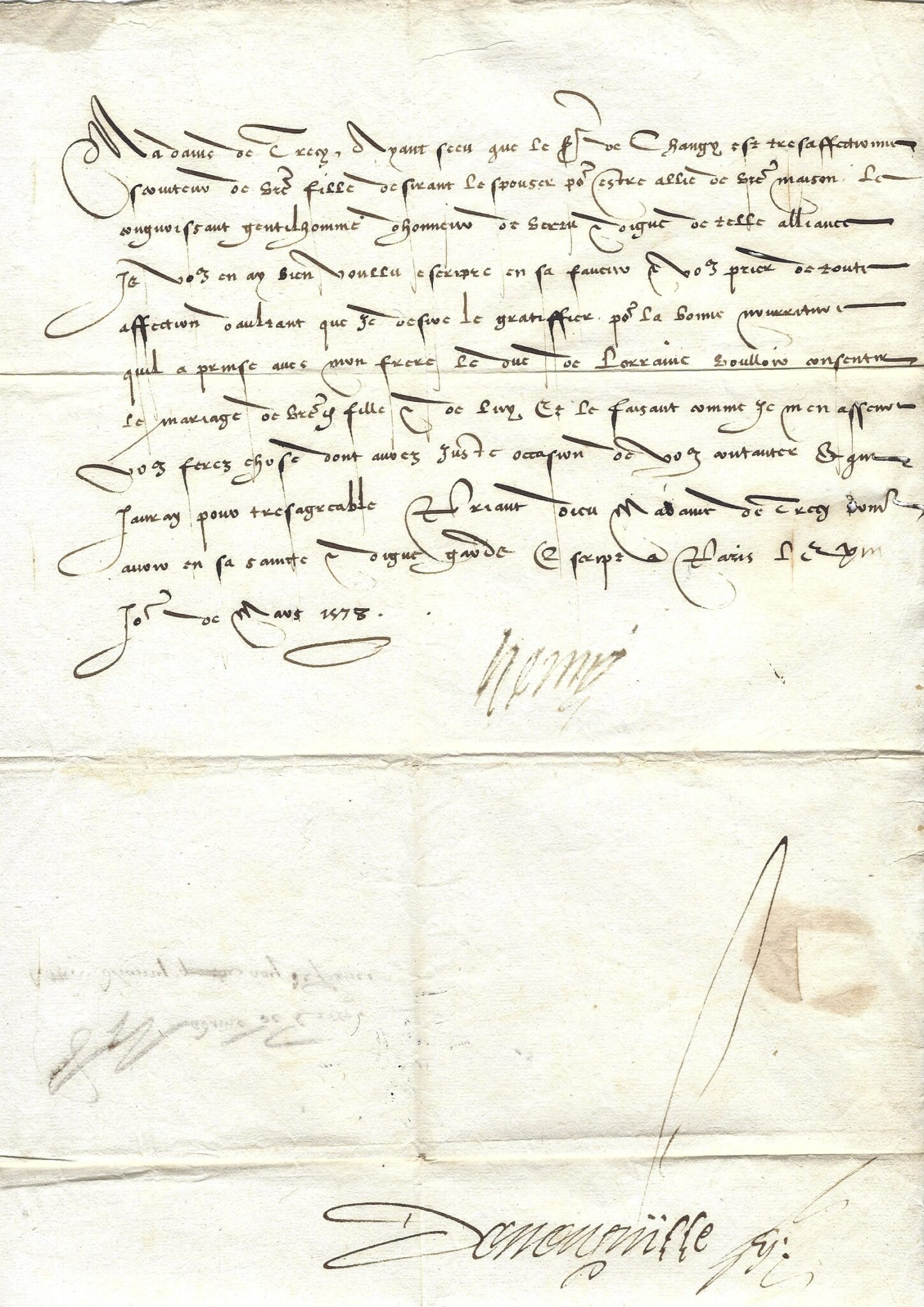 Le roi Henri III donne son consentement à un mariage. Le roi Henri III donne son consentement à un mariage.