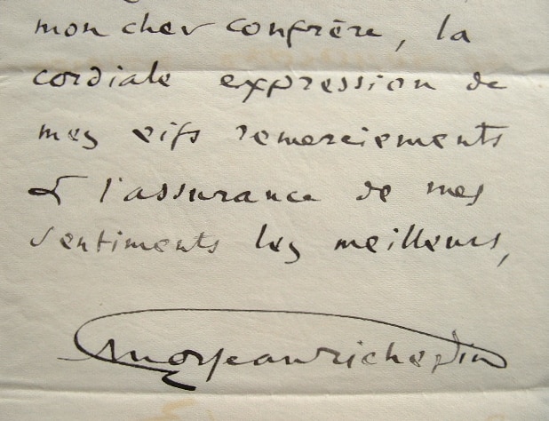 Les remerciements de Jean Richepin.
