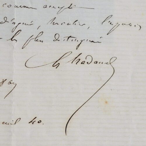Lettre de Gustave Nadaud