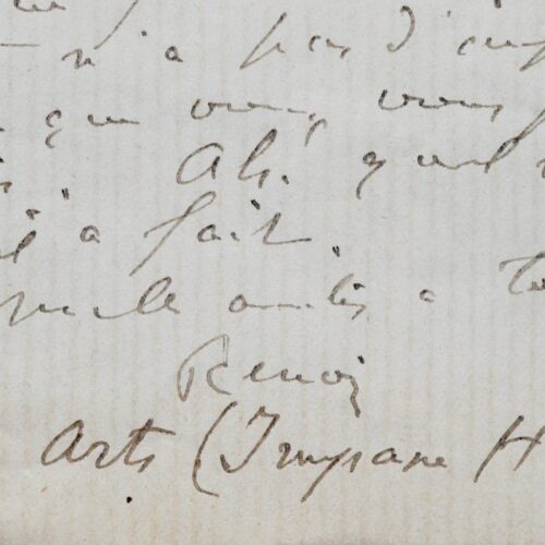 Lettre de Renoir à Eugène Manet à propos de Berthe Morisot