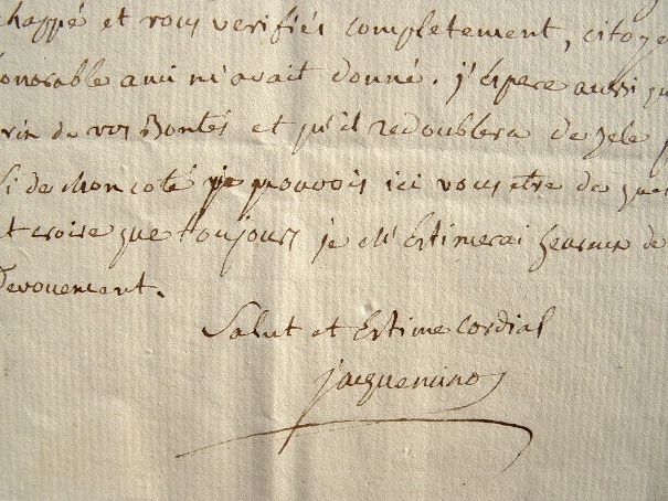 Lettre du sénateur Jacqueminot, inhumé au Panthéon.