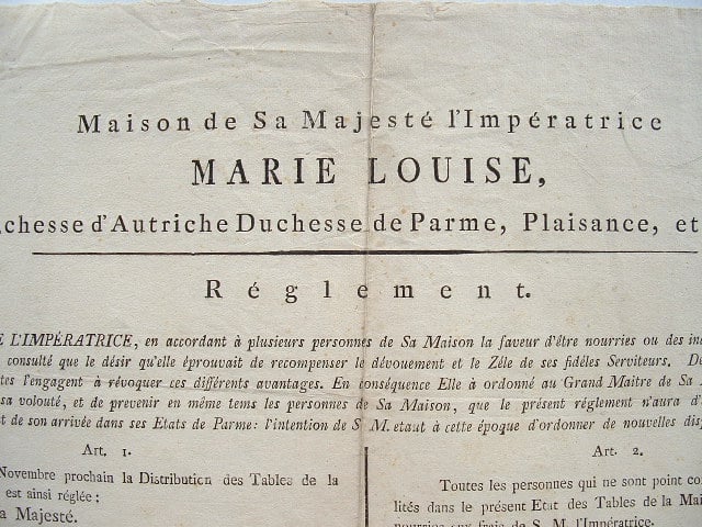 L'impératrice Marie-Louise règlemente son protocole.