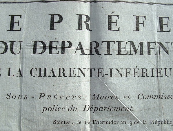 L'instruction interdite les jours de décade à Saintes.