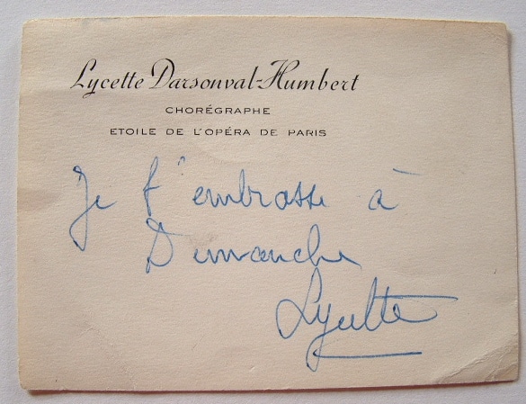 Quelques baisers d'une danseuse étoile, Lycette Darsonval.