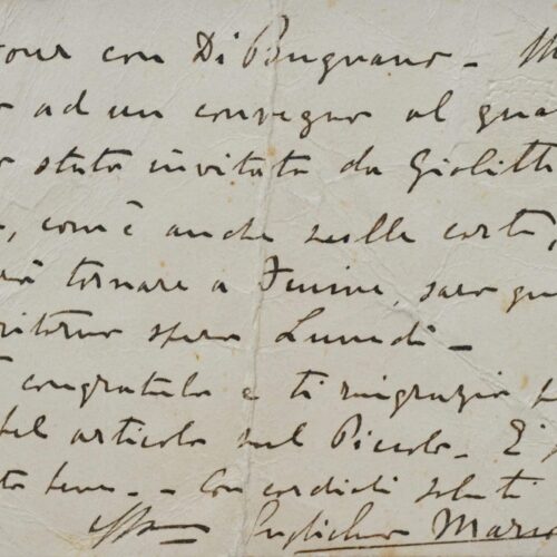 Les remerciements du prix Nobel Guglielmo Marconi pour un article.