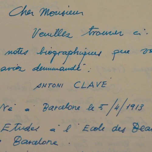Note autobiographique d'Antoni Clavé.