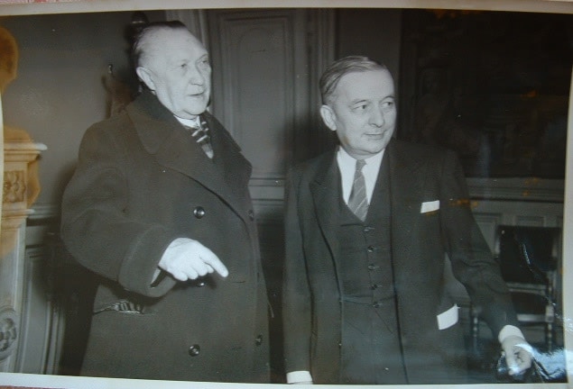 Ritratto di Georges Bidault e Konrad Adenauer.