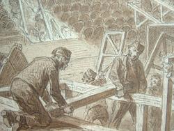 Beau dessins à la plume représentant les préparatifs du bal de l'Opéra