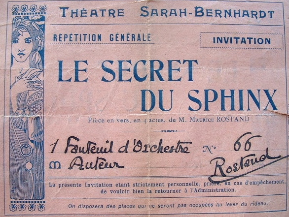 Répétition générale du Secret du Sphinx pour Maurice Rostand.