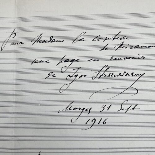 Spectaculaire manuscrit musical d'Igor Stravinsky extrait de "Renard" (1916)