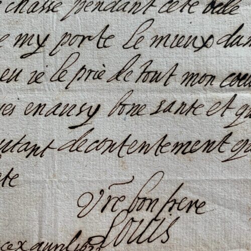 Superbe lettre autographe de Louis XIII à sa soeur