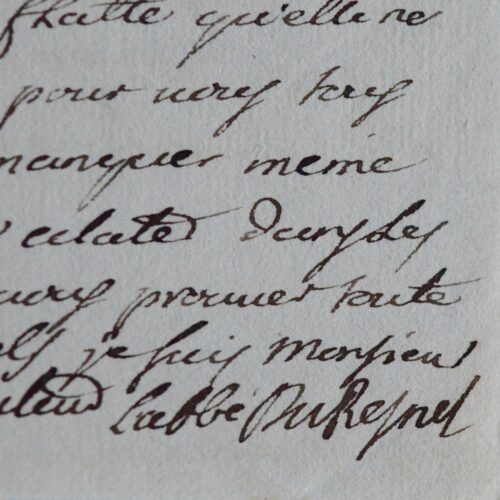 Voltaire reçoit une lettre de l'abbé Du Resnel et la commente