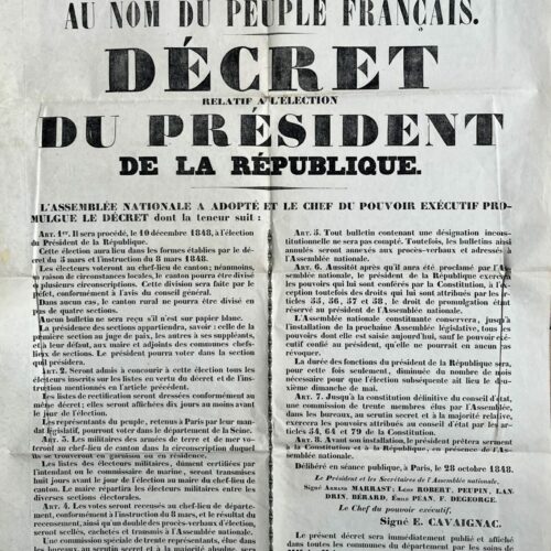 Affiche de 1848 sur l'élection du Président de la République – vue 2