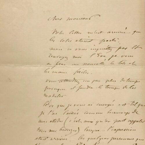 Belle lettre d'Auguste Rodin sur son bronze d'Ève – vue 2