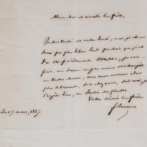 Deux lettres de Flourens – vue 2