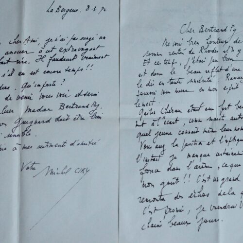Deux lettres de Michel Ciry à Bertrand Py – vue 2