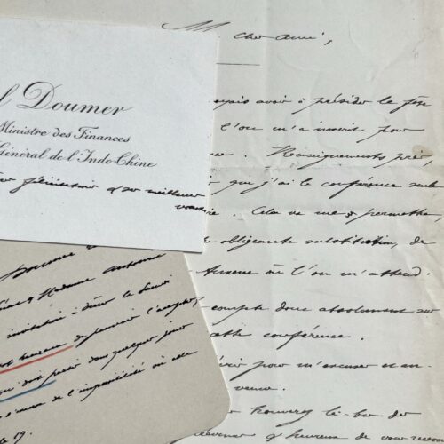 Ensemble de trois documents de la main de Paul Doumer dont une carte comme gouverneur de l'Indochine – vue 2
