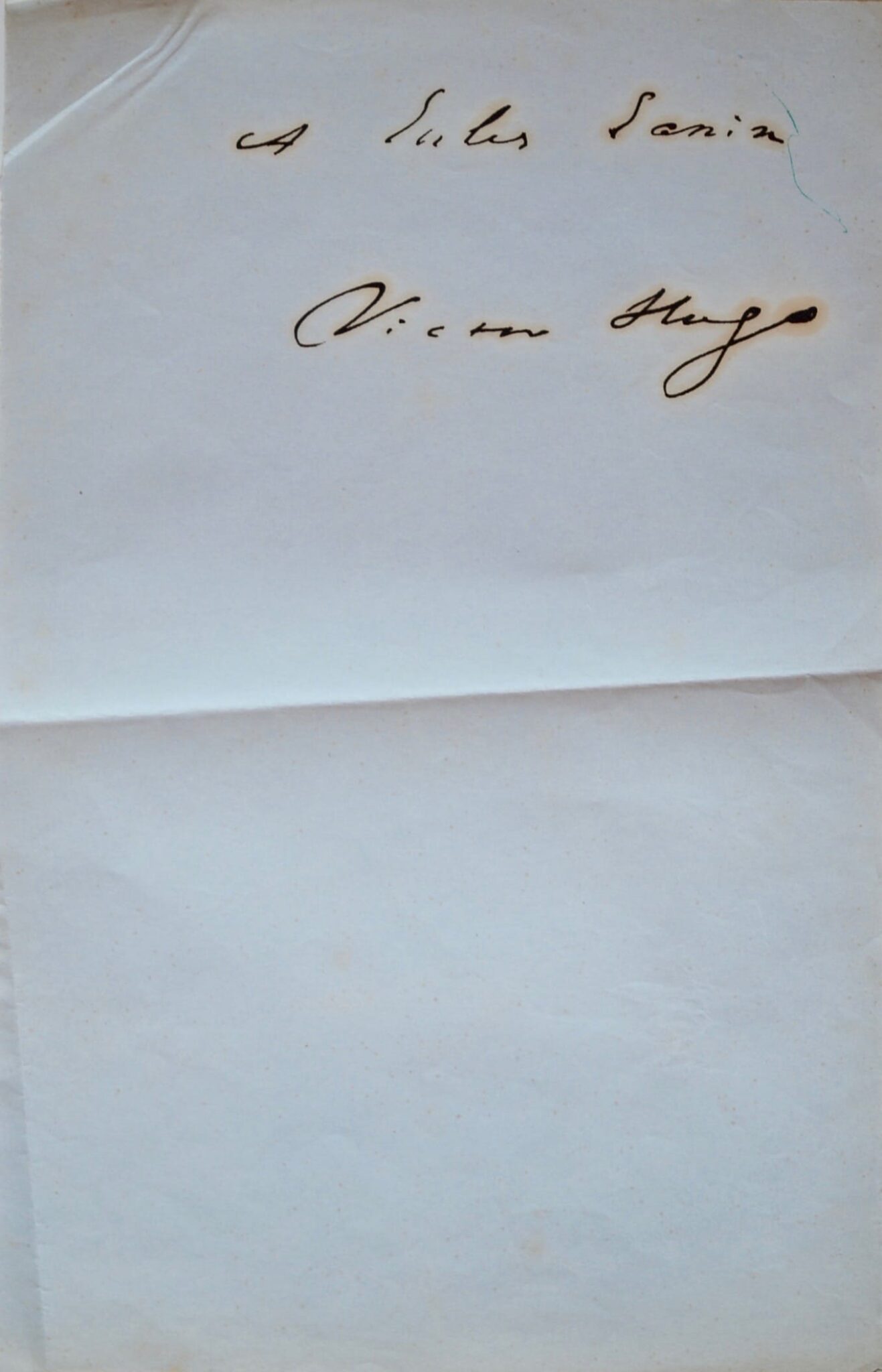 Envoi et belle signature de Victor Hugo à Jules Janin – vue 2 Envoi et belle signature de Victor Hugo à Jules Janin – vue 2
