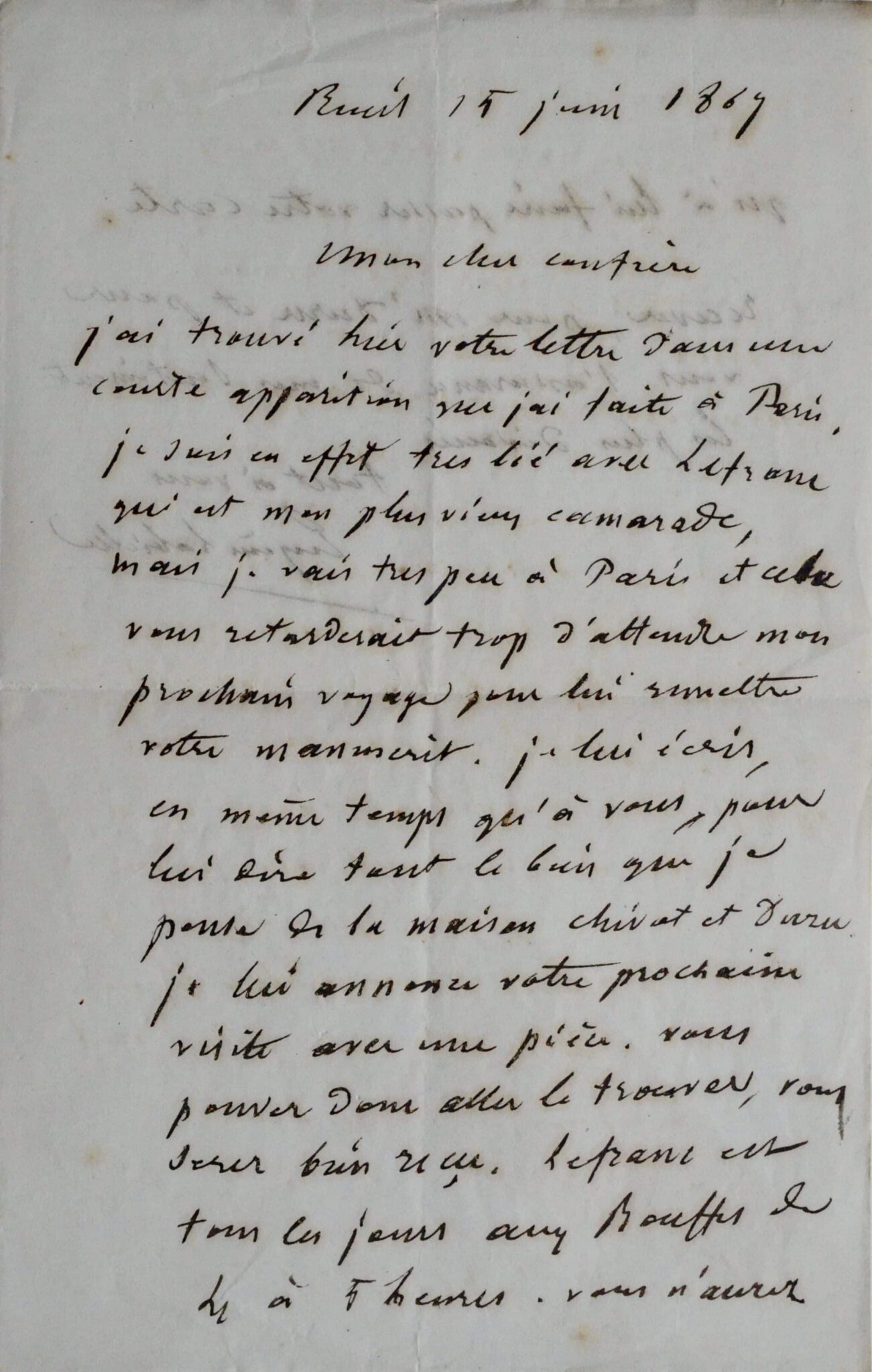 Eugène Labiche envoie Chivot auprès de son ami Auguste Lefranc – vue 2 Eugène Labiche envoie Chivot auprès de son ami Auguste Lefranc – vue 2